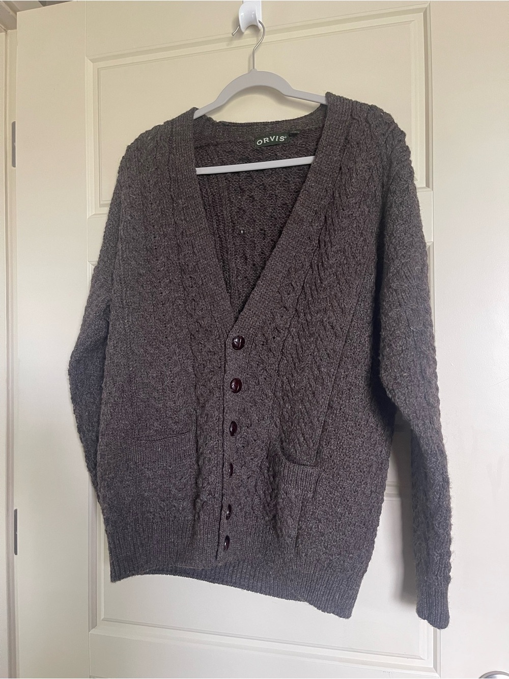 Orvis Men's or Women’s Unknown BrownCable-Knit Button Cardigan